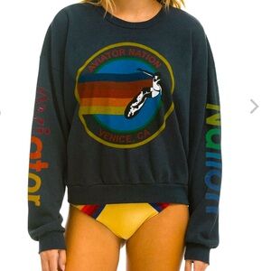 NWT - aviator nation relaxed crew sweatshirt - sz m